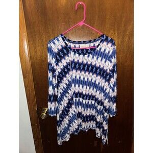 Zenergy By Chicos Womens Blue Abstract Blouse Size Large